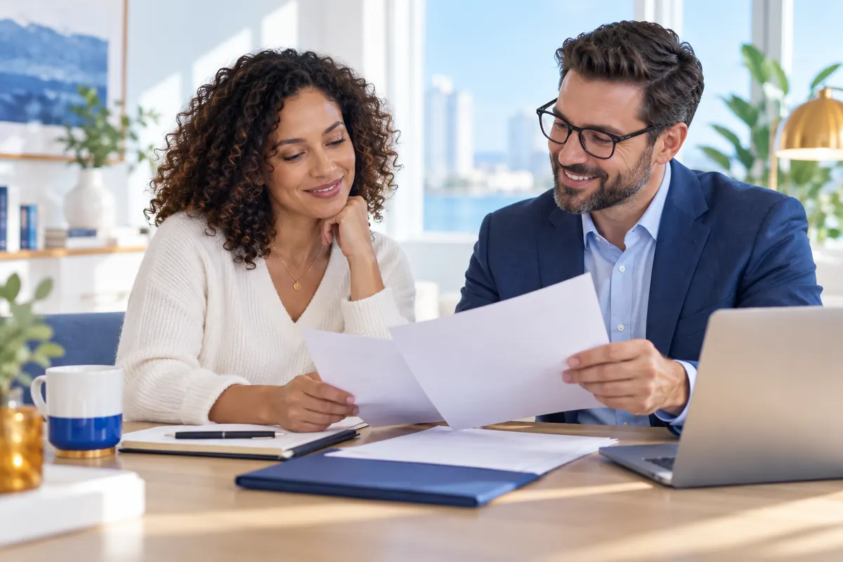 Advisor and taxpayer reviewing documents